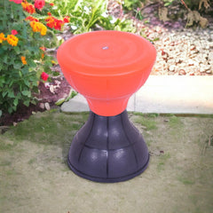 Heart Home Seating Stool | Plastic Damroo Stool | Both Sided Stool for Guestroom | Damroo Style Stool | Stool for Graden | Stool for Balcony | Pack of 2 | Black & Orange