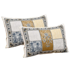 Heart Home Double Bedsheet with 2 Pillow Covers | 160 TC Premium Cotton Bedsheet for Double Bed | Bedsheet for Living Room-Home & Hotels | Candy Flower | 100x108 Inch | Gray & Yellow