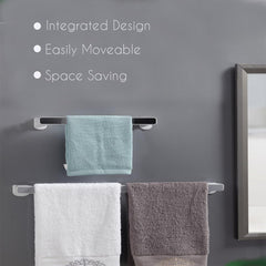 Kuber Industries (Set of 6) Self-Adhesive Bathroom Towel Holder & Hanger - Rod & Stand for Kitchen, Washroom without Drilling - Black