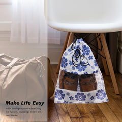 Heart Home Shoe Cover | Travel Shoe Storage Bags | Non-Woven Storage Bag | Shoe Cover with Drawstring | Shoe Organizer with Clear window | Pack of 12 | Multi