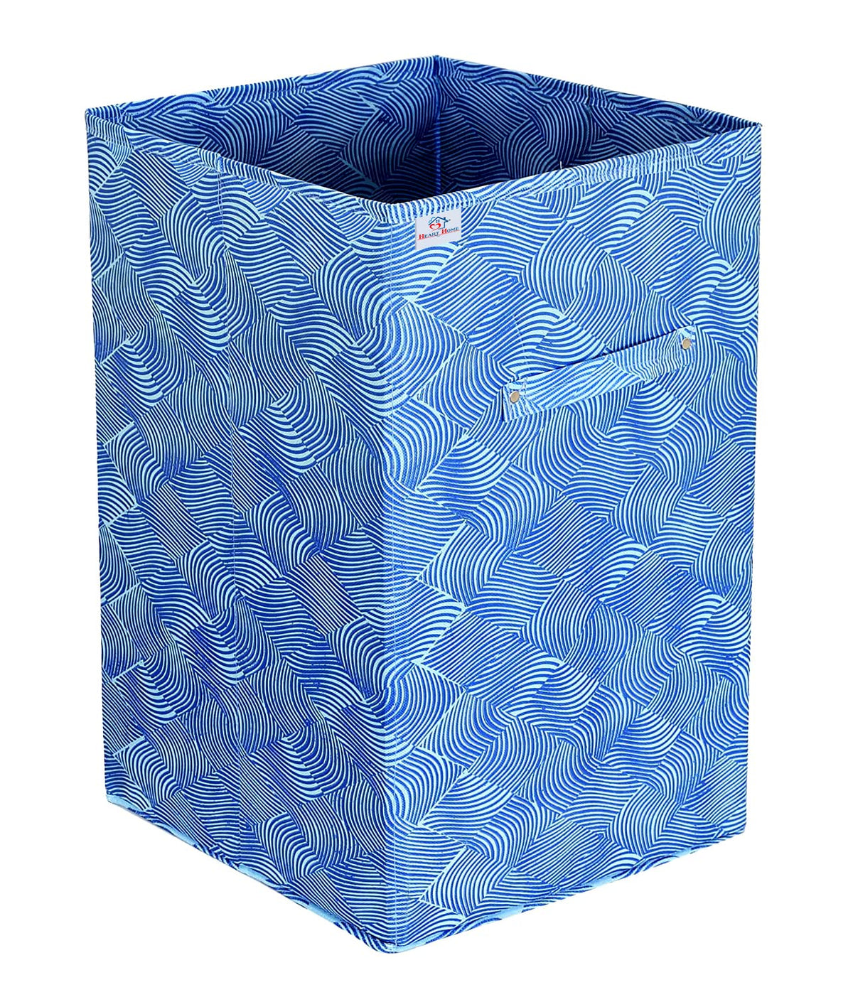 Heart Home Lehariya Printed Non-Woven Foldable Large Laundry basket/Hamper With Handles (Blue)-HS43HEARTH25864