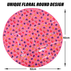 Kuber Industries Food Mat | Floral Design Satin Bed Server | Round Table Placemat | Waterproof Bed Server for Bedsheet | 36 Inch | Pack of 2 | Pink