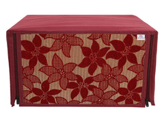 Heart Home Velvet Flower Printed Microwave Oven Cover, Dustproof Machine Protector Cover,20 LTR. (Maroon)-HS43HEARTH26048