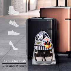 Heart Home Disney Mickey Shoe Cover | Travel Shoe Storage Bags | Polyester Storage Bag | Drawstring Shoe Cover | Shoe Organizer with Clear window | Pack of 12 | Gray