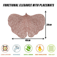 Heart Home Placemat | Placemats for Dining Room | Designer Table Mat Set | Placemats for Kitchen Table | Side Table Placemats | Butterfly Placemat Set | 6 Piece Set | Copper