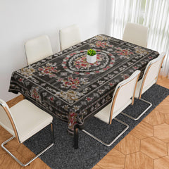 Heart Home Dining Table Cover | PVC Table Cloth Cover | 6 Seater Table Cloth | Table Protector | Table Cover for Dining Table | Passion Flower | 60x90 Inch | DTC | Black