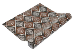 Heart Home Leaf Printed PVC Anti Slip Skid Shelf Mat, 10 Mtr (Brown & Black)