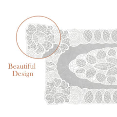 Heart Home Table Runner|Soft Vinyl Fabric Floral Design for Everyday Use|Home Decor|Living Room|33x17 Inch (Cream)