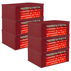 Heart Home Saree Cover | Clothes Storage Bag | Storage Organizer Bag | Zip Closure Saree Cover | Wardrobe Organizer | Plain Transparent Window Saree Cover | 6 Inch | Pack of 6 | Maroon