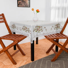 Heart Home Table Cover | PVC Dining Table Cover | Table Cloth | Center Table Cover | Table Cover for Kitchen Table | Alloy Table Cover for Hall Décor | 54 Inch | Brown