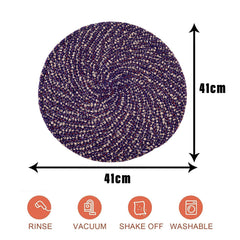 Kuber Industries Door Mat | Round Shape Feather Door Mat | Cotton Reversible Mat | Door Mat for Kitchen | Door Mat for Home | 16 Inch | Small | Pack of 2 | Multi