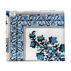 Heart Home Floral Print Polyester Dining Table Cover/Table Cloth for Home Decorative Luxurious 6 Seater, 60"x90" (Blue) 54HH4275.