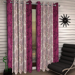 Kuber Industries Tree Design 1 Piece Polyester Eyelet Door Curtain 7 Feet (Pink)-Ctktc14172