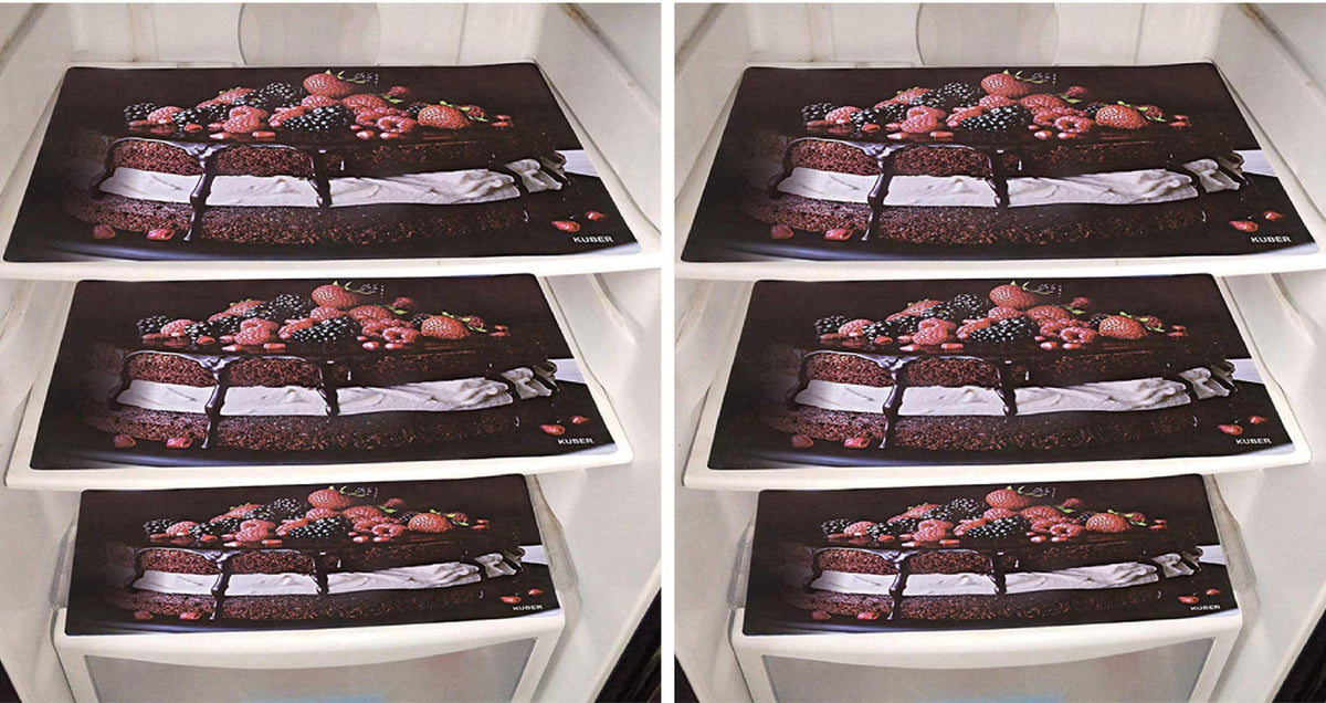 Kuber Industries Cake Design 6 Pieces PVC Refrigerator/Fridge Multipurpose Drawer Mat Set (Brown) - CTKTC39601