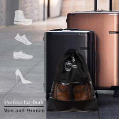 Heart Home Shoe Cover | Travel Shoe Storage Bags | Non-Woven Storage Bag | Shoe Cover with Drawstring | Shoe Organizer with Clear window | Plain | Pack of 24 | Black