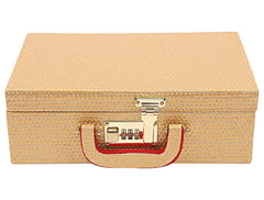 Kuber Industries Multipurpose Wooden Glitter Dot Design 2 Rod Bangle Box/Organizer/Case With Mirror & Number Lock System - Pack of 2 (Gold)-47KM0599