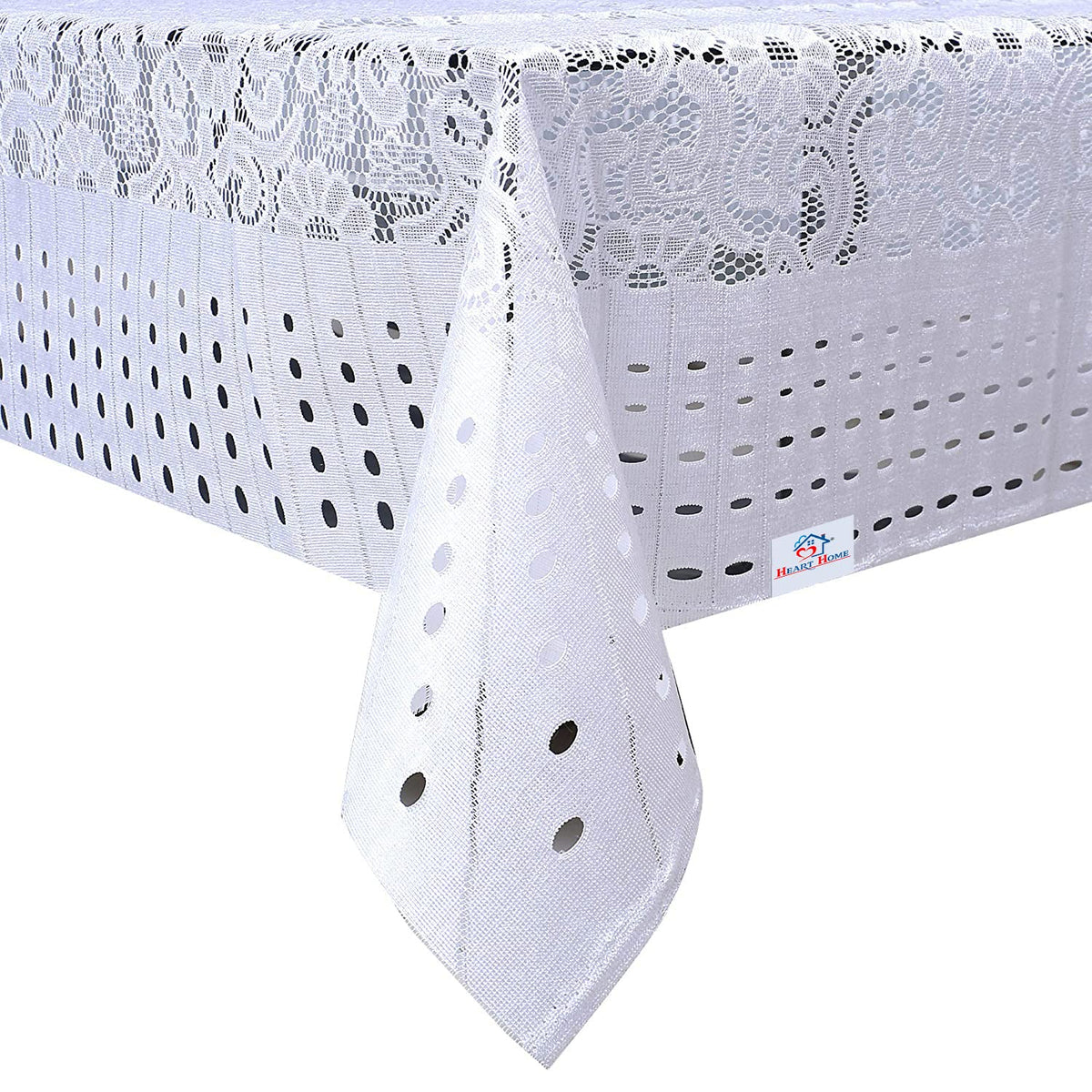 Heart Home Floral Printed Home Decorative Luxurious 4 Seater Cotton Center Table Cover/Table Cloth, 40"x60" (White)-44HH018