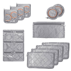 Heart Home Makeup Storage Bag | Vanity Organizer | Locker Makeup Kit | Cosmetic Organizer for Travel | Makeup Kit for Woman | 12 Detachable Pouch | Frill Jewellery Organizer | Gray