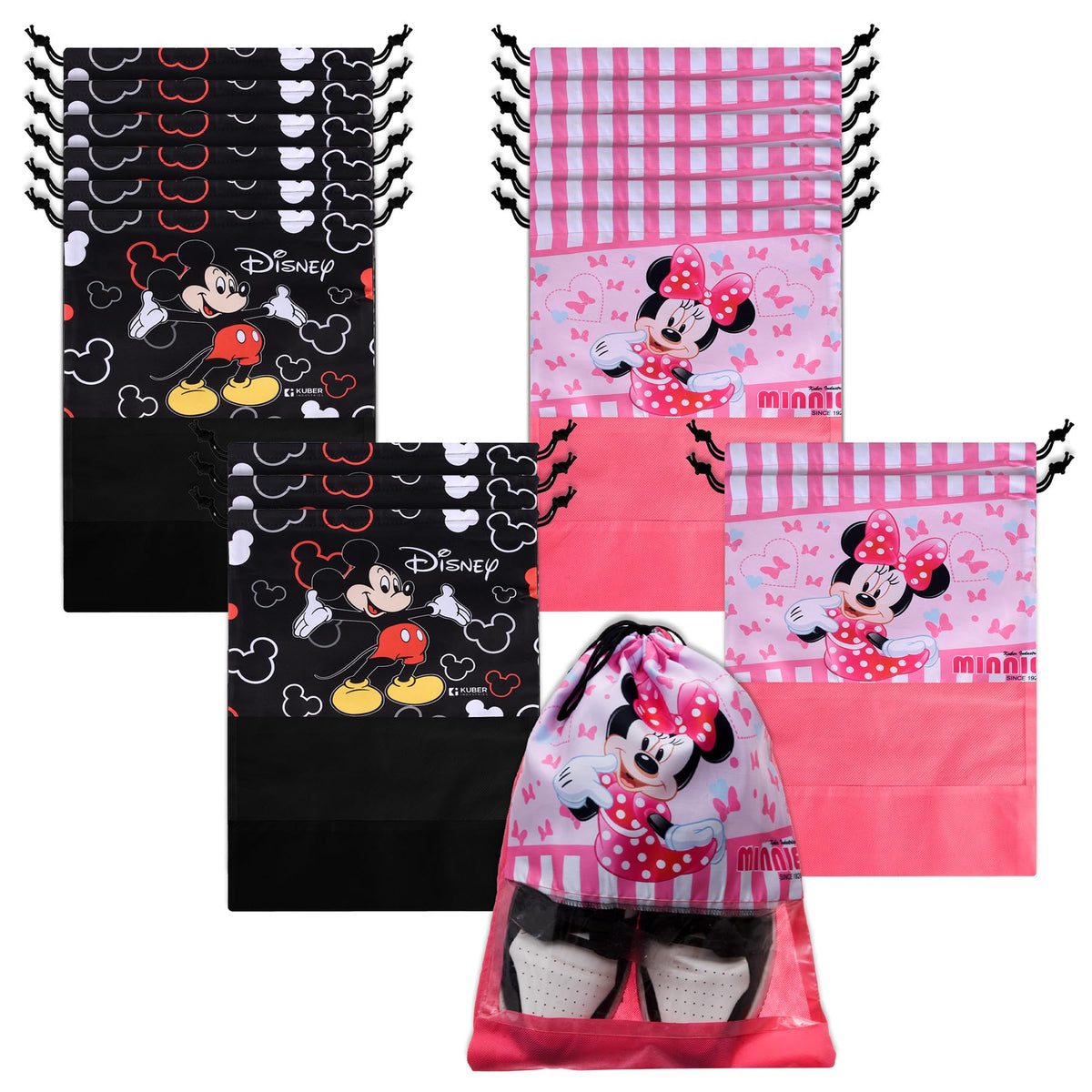 Heart Home Shoe Cover | Travel Shoe Storage Bags | Polyester Storage Bag | Drawstring Shoe Cover | Shoe Organizer with Clear window | Pack of 18 | Multi