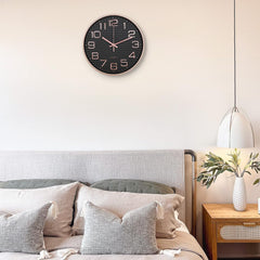 Homestic Wall Clock | Fancy Watch Wall Clocks | Office Wall Clock | Clock for Living Room | Clock for Bedroom | Clock for Hall | Machinery-Quartz | 12 Inch | L-Black Rose Gold