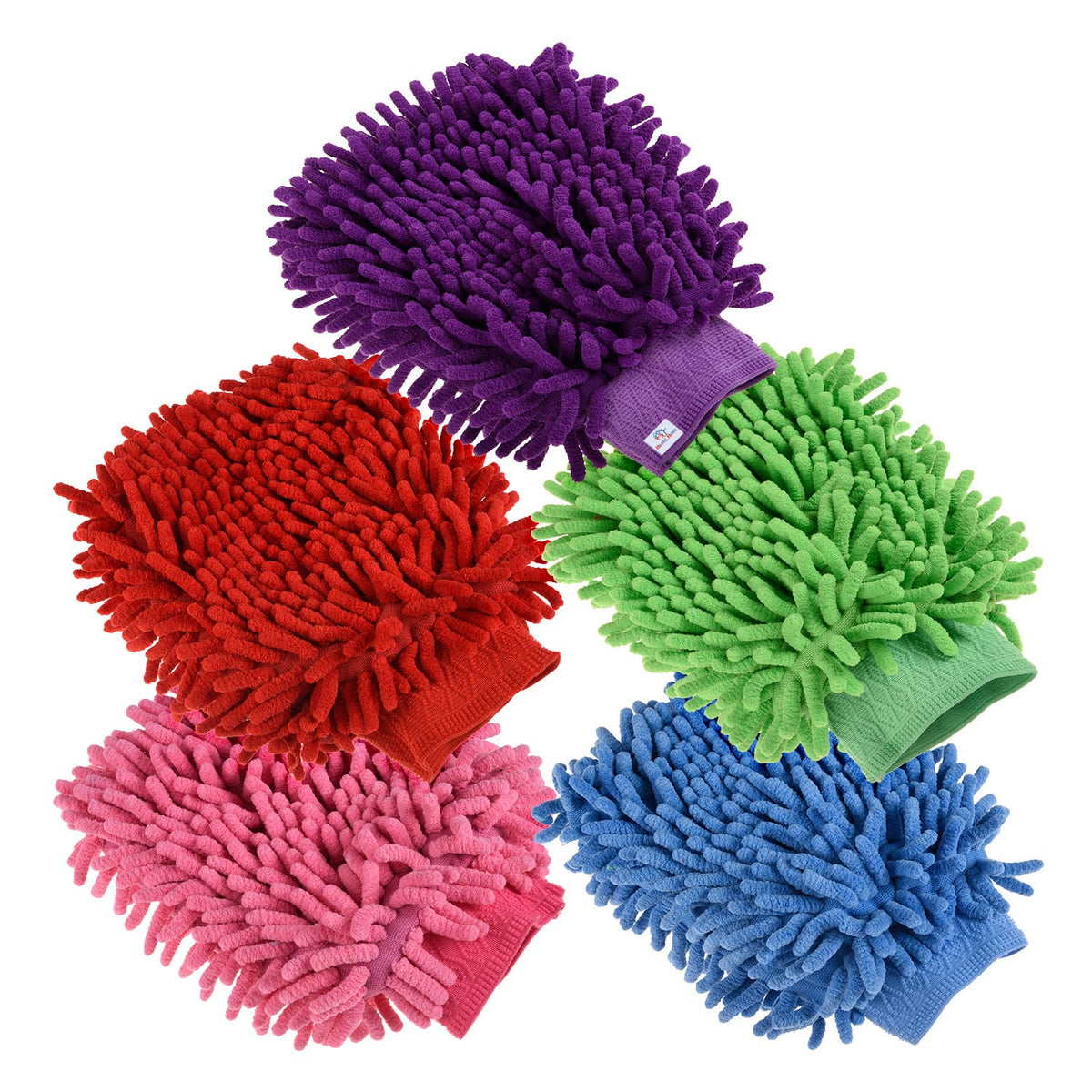 Heart Home Chenille Mitts|Microfiber Cleaning Gloves|Inside Waterproof Cloth Gloves|100 Gram Weighted Hand Duster|Chenille Gloves for Car|Glass|Pack of 5 (Multicolor)