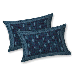 Heart Home Double Bedsheet with 2 Pillow Covers | 186 TC Premium Cotton Bedsheet for Double Bed | Bedsheet for Living Room-Home & Hotels | Embroidery Katli Flower | 100x108 Inch | Blue