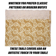 Heart Home Center Table Cover | Kitchen Dining Tablecloth | 4 Seater Center Table Cover | Center Table Cover for Hall Décor | Carry Design Tablecloth | CTC | 40x60 | Golden