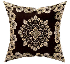 Kuber Industries Flower Design Velvet Pillows Covers for Couch Bed Sofa, Soild Soft Cushion Case, 16x16 Inches- Pack of 4 (Brown) (HS_37_KUBMART020307)