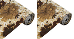 Heart Home Flower Printed Shelf Liners for Kitchen Shelves,cupboards,Wardrobe,Drawer, 5 Mtr- Pack of 2 (Brown)