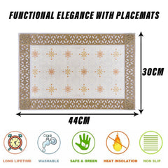 Heart Home Placemat | Placemats for Dining Room | Desginer Table Mat Set | Placemats for Kitchen Table | Dining Table Mats | Flower Maiva Placemat | 6 Piece Set | Cream