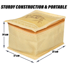 Heart Home Jewellery Kit|Locker Storage Kit|10 Detachable Pouch|Jewellery Storage Bag|Travel Square Jewellery Box|Vanity Box for woman|Palki Locker Kit|Small|Golden