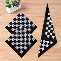 Kuber Industries Handkerchief | Premium Cotton Fabric | Women's Handkerchief | Ladies Rumal | Women's Hankies | Hankies for Girls | Check Print Hanky | 6 Piece Set | Extra Large | Black