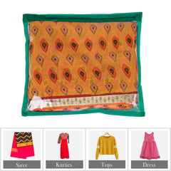 Heart Home Saree Cover | Clothes Storage Bag | Single Packing Saree with Zip Closure | Wardrobe Organizer | Cloth Stoarge Organizer | Plain Saree Cover | Pack of 24 | Green