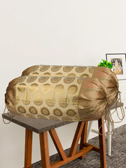 Kuber Industries Bolster Covers | Polyester Bolster Cover Set | Diwan Bolster Cover Set | Bolster Pillow Cover | Banarasi Gola Masand Cover | 16x32 Inch | Pack of 4 | Golden