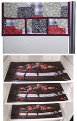 Kuber Industries Cake Design 3 Pieces PVC Fridge Mats and 3D Checkered Design 1 Piece Fridge Top Cover (Maroon) - CTKTC039752