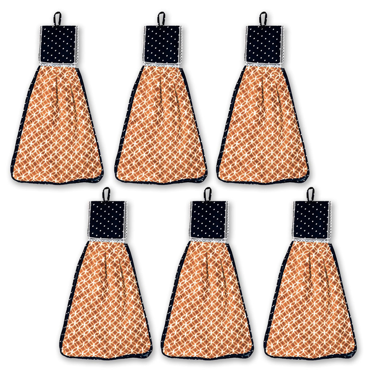 Heart Home Napkin | Washbasin Hanging Napkin | Kitchen Towel with Ties | Napkin for Kitchen | Circle Napkin for Bathroom | Hand Towel for Kitchen | Pack of 6 | Golden