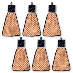 Heart Home Napkin | Washbasin Hanging Napkin | Kitchen Towel with Ties | Napkin for Kitchen | Circle Napkin for Bathroom | Hand Towel for Kitchen | Pack of 6 | Golden