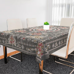 Heart Home Dining Table Cover | PVC Table Cloth Cover | 6 Seater Table Cloth | Table Protector | Table Cover for Dining Table | Passion Flower | 60x90 Inch | DTC | Gray