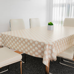 Heart Home Table Cover | Polyvinyl Dining Table Cloth Cover | Center Table Cover | Table Cover for Kitchen Table | Flower Maiva Table Cover for Hall Décor | 54x84 Inch | Brown