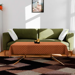 Heart Home Sofa-Center Cover Set | Sofa & Center Table Cover Combo | Quilted Sofa Cover with Table Cover | Velvet 5 Seater Sofa & Table Cover Set For Living Room | Brown