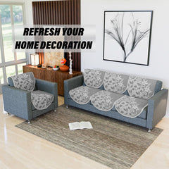 Heart Home Sofa Cover Set|5-Seater Couch Cover|Cotton Sofa Slip Cover Set|Sofa Slipcover Set|Sofa Cover for Living Room|S-22 Flower Sofa Cover Set| Brown