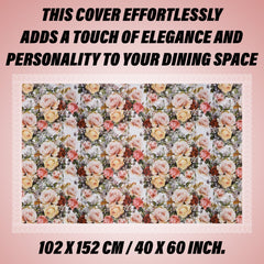 Heart Home Center Table Cover | PVC Table Cloth Cover | 4 Seater Table Cloth | Rose Table Cover | Table Protector | Table Cover for Center Table | 40x60 Inch | CTC | White
