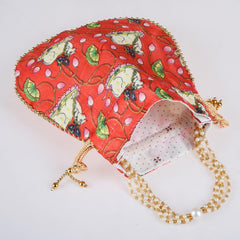 Heart Home Potli|Silk Wedding Potli|Wallet Potli|Christmas Gift Potli|Baby Shower Potli|Traditional Shagun Potli|Drawstring with Beads Handle Potli|Cow-Design Patli Potli|Red