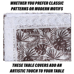 Heart Home Dining Table Cover | PVC Table Cloth Cover | 6 Seater Table Cloth | 3D Leaf Table Cover | Table Protector | Table Cover for Dining Table | 60x90 Inch | DTC | Brown