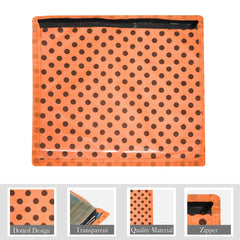 Heart Home Saree Cover | Clothes Storage Bag | Single Packing Saree with Zip Closure | Wardrobe Organizer | Cloth Stoarge Organizer | Dot Design | Pack of 12 | Orange