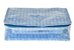 Kuber Industries Check Design Laminated PVC Travel Jewelry Organiser, Jewelry Storage Bags for Necklace, Earrings, Rings, Bracelet With 13 Transparent Pouches (Blue)-HS_38_KUBMART21257, Pack of 1