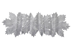 Kuber Industries Leaf Design Waterproof, Heat Resistant, Non-Slip, Easy to Clean Soft Leather Table Runner for Dining Table (Silver)-HS43KUBMART26602, Standard
