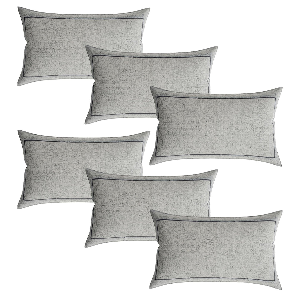 Heart Home Pillow Cover | Cotton Pillow Cover | Pillow Cover for Bedroom | Cushion Pillow Cover for Living Room | Khakhi Printed Pillow Cover Set | Set of 6 | White