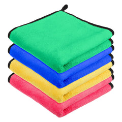 Kuber Industries Cleaning Towel | Reusable Cleaning Cloths for Kitchen | Duster Towel for Home Cleaning | 400 GSM Cleaning Cloth Towel with Hanging Loop | 40x40 | Pack of 4 | Multi
