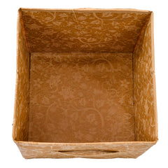 Heart Home Metallic Flower Printed Non-Woven Foldable Storage Bin/Cube/Organizer For Toys, Clothes And Books With Handles (Brown) -HS43HEARTH26250